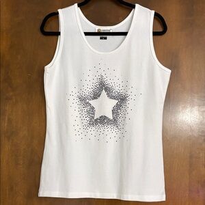 Christine Alexander Sleeveless Embellished Top with Swarovski Crystals Sz XL